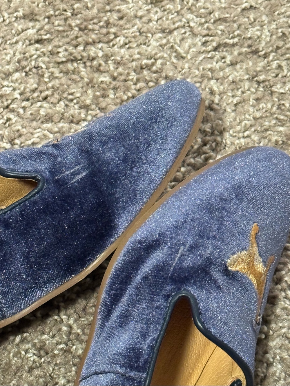 Jack Rogers Golden Retriever Velvet Loafers Blue Size 9 - Great Condition - Picture 6 of 6